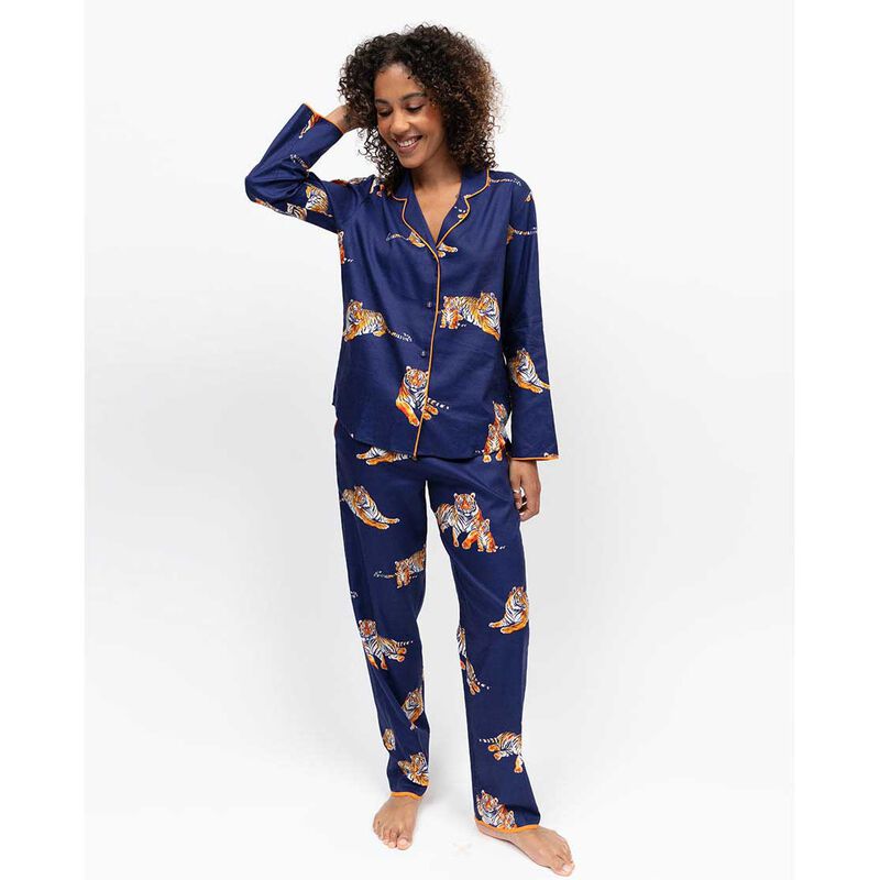 Cyberjammies Indigo Navy Tiger Print L/Slv Pyjama Top image number 3